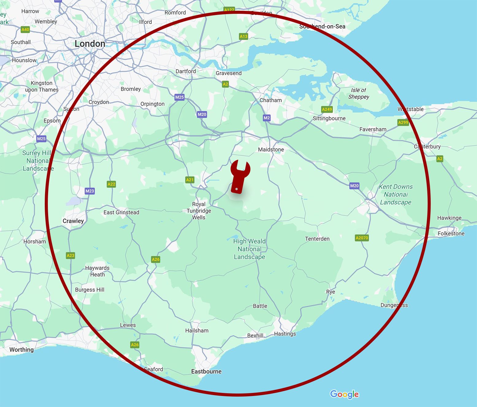 Map showing the area I cover